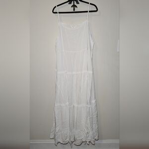 Chicsoul White Spaghetti Strap Tiered Maxi Dress Cottagecore Boho Women Size 3X